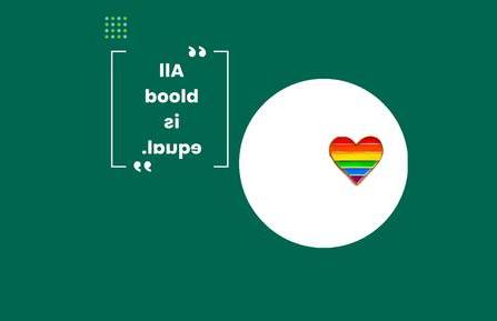 Graphic on a dark green background that shows a rainbow heart and the words "All blood is equal."